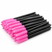 Eyelash brush silicone ForMe handle black, pink bristles (50 pcs. op.)