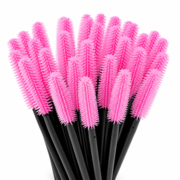 Eyelash brush silicone ForMe handle black, pink bristles (50 pcs. op.)