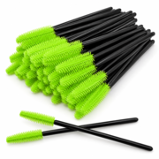 Eyelash brush silicone ForMe handle black, light green bristles (50 pcs. pack)