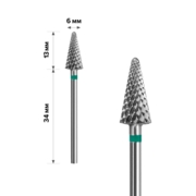 Carbide cutter Staleks EXPERT Cone 6*14 mm, green