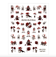 Self-adhesive thin nail stickers CB-147 red, festive