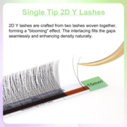 Nagaraku Single Tip 2D Y-Shape Black Eyelashes C, 0.07, 15 mm