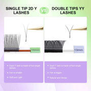 Nagaraku Single Tip 2D Y-Shape Black Eyelashes Mix C, 0.07, 8-15 mm