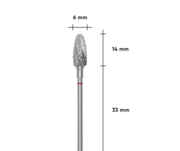 Volframa karbīda frēze Staleks EXPERT Apaļais konuss 6*14 mm, Sarkans