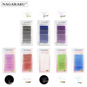 Вії Nagaraku Mink омбре easy fan блакитні Mix C 0.07 9-15 мм