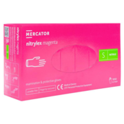 Перчатки нитриловые Mercator Nitrylex Magenta неопудренные S (100 шт/уп), маджента