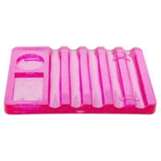 Подставка для кистей с палитрой пластиковая, розовая