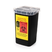 Receptacle for disposable waste products (needles, cartridges), black