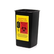 Receptacle for disposable waste products (needles, cartridges), black