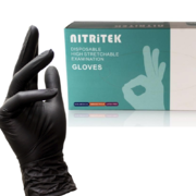 Перчатки нитриловые Nitritek неопудренные XS, (100 шт/пач), черные