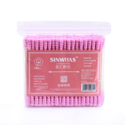 Палички ватні бамбукові Sinwuas в пакеті (100 шт/уп), подвійні рожеві