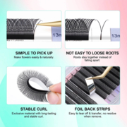 Nagaraku 2D Y-shape Mix C eyelashes, 0.07, 8-15