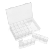 Plastic organiser with 28 compartments, transparent