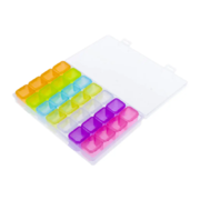 Plastic organiser with 28 compartments, 7 colours
